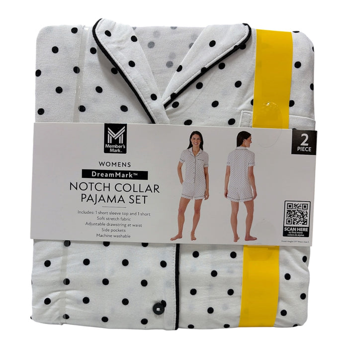 Member's Mark Women's 2-Piece Short Sleeve Notch Collar & Shorts Pajama Set
