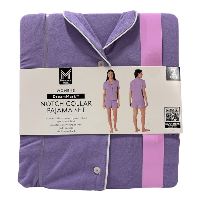 Member's Mark Women's 2-Piece Short Sleeve Notch Collar & Shorts Pajama Set