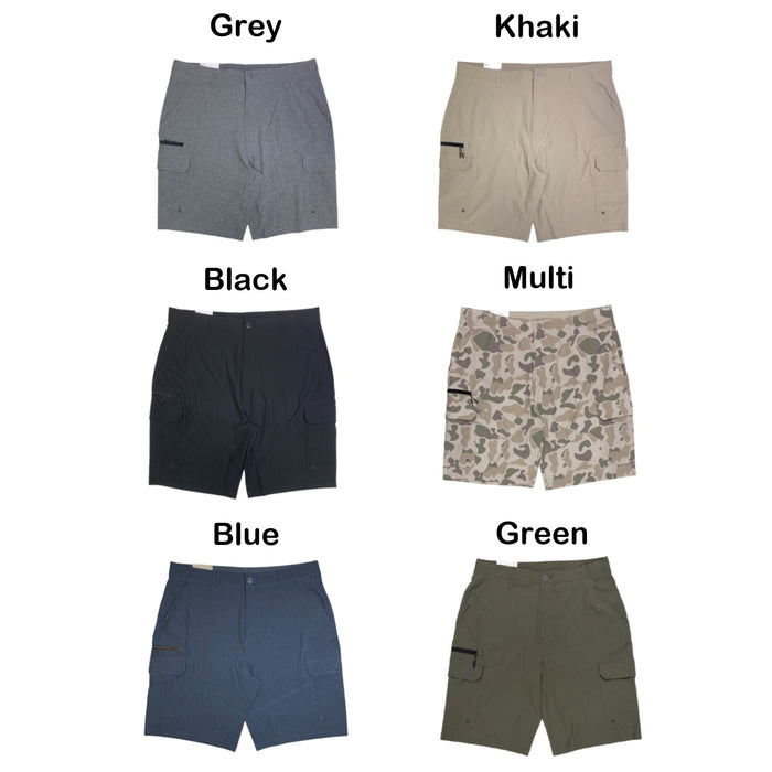Iron Co. Mens Stretch Hybrid Cargo Short, Side Zipper Cargo Pocket