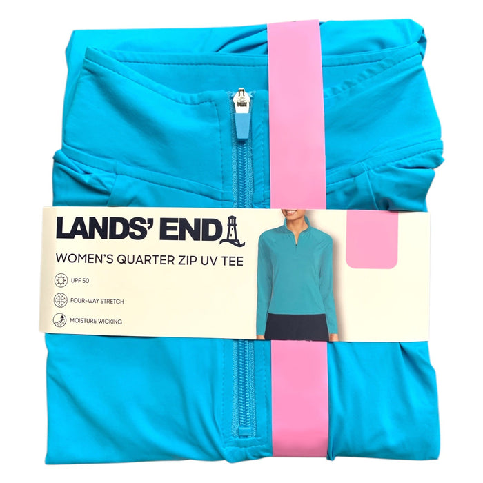 Lands' End Women's Relaxed Fit Lightweight 4-Way Stretch Quarter Zip Rashguard