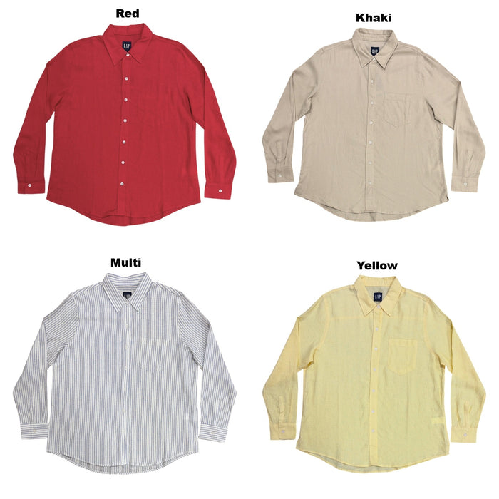 GAP Women's Linen Blend Button-Down Long Sleeve Relaxed Fit Shirt