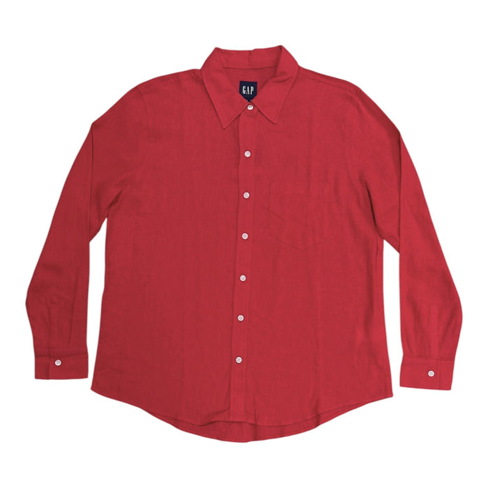 GAP Women's Linen Blend Button-Down Long Sleeve Relaxed Fit Shirt