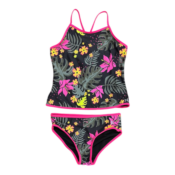 Hurley Girls Lightweight 2-Piece UPF 50+ Dull Tricot Fabric Tankini Swimsuit