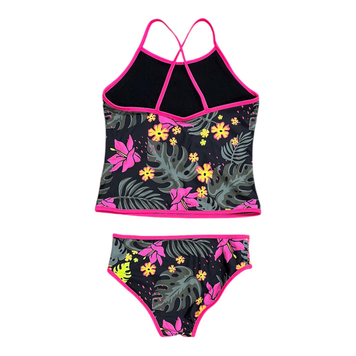 Hurley Girls Lightweight 2-Piece UPF 50+ Dull Tricot Fabric Tankini Swimsuit
