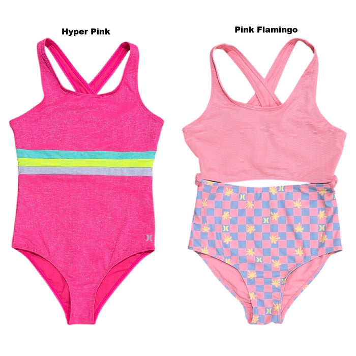 Hurley Girls Lightweight 1-Piece UPF 50+ Dull Tricot Fabric Swimsuit