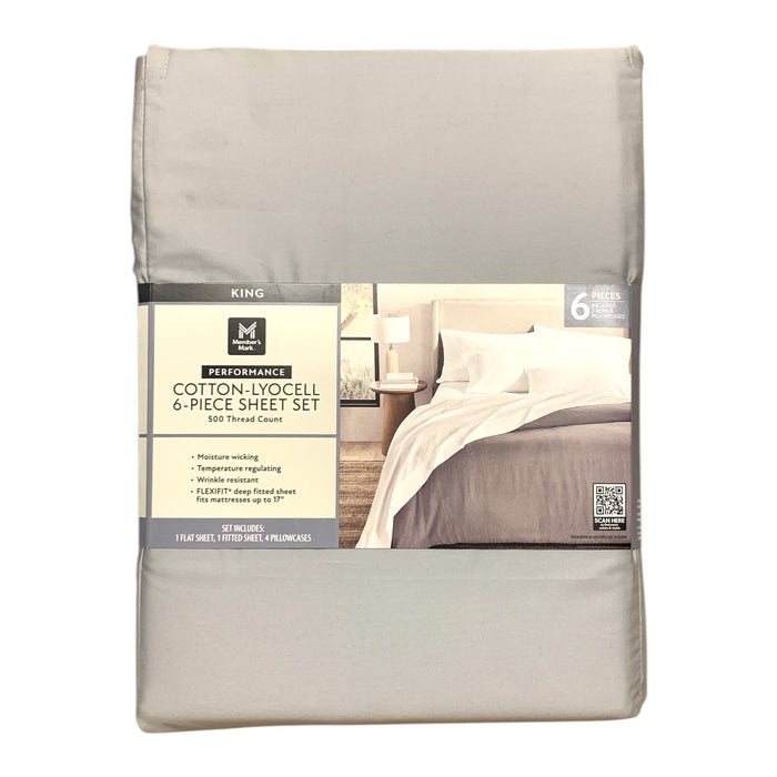 Member's Mark 500TC Performance Cotton-Lyocell Sheet Set, 6 Piece, King