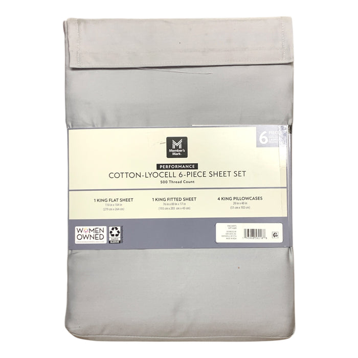 Member's Mark 500TC Performance Cotton-Lyocell Sheet Set, 6 Piece, King