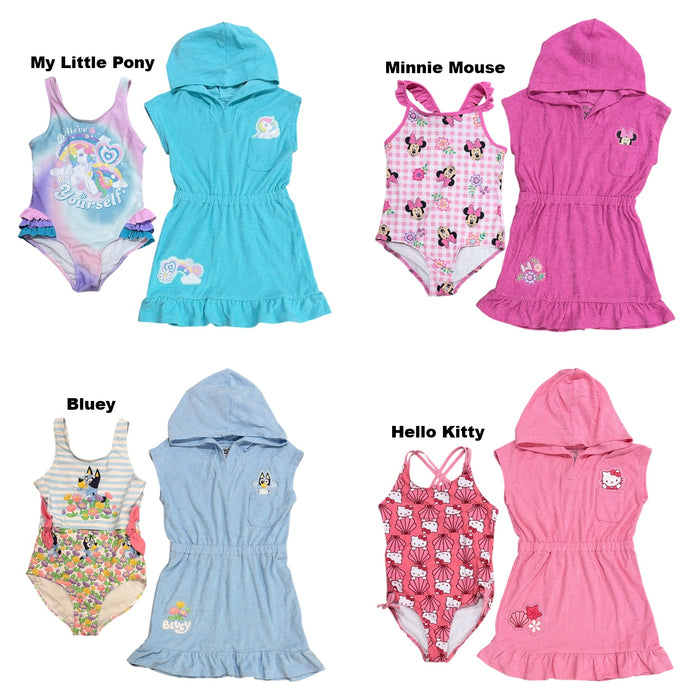 DreamWave Girls 2-Piece Hooded Cover Up and Swimsuit Set