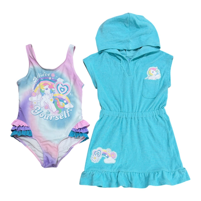 DreamWave Girls 2-Piece Hooded Cover Up and Swimsuit Set