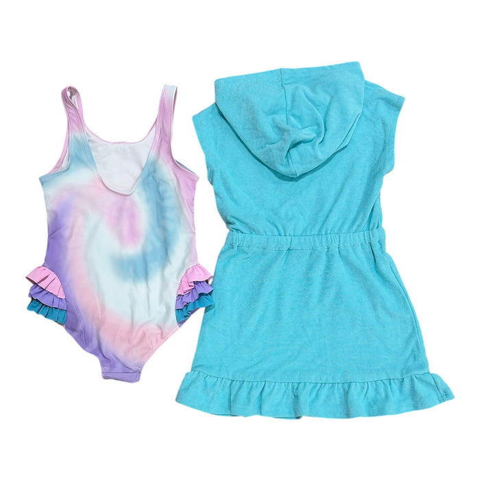 DreamWave Girls 2-Piece Hooded Cover Up and Swimsuit Set