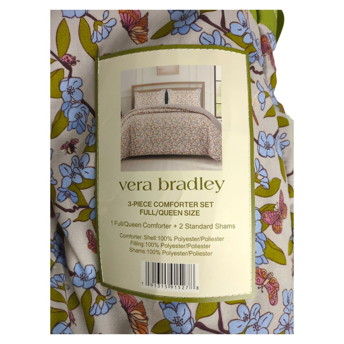 Vera Bradley 3-Piece Printed Microfiber Lightweight Comforter Set, Full/Queen