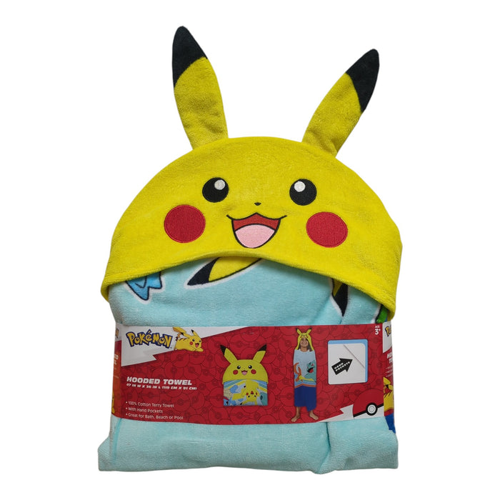 Franco Kids Character 100% Cotton Hooded Towel with Hand Pockets
