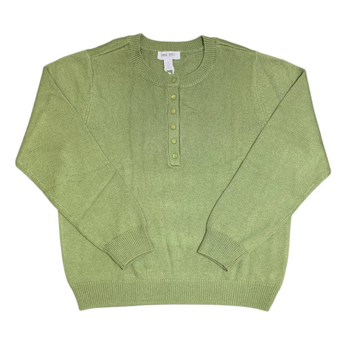 Nine West Women's Sweater Henley, Crew Neck, Long Sleeve with Ribbed Cuff