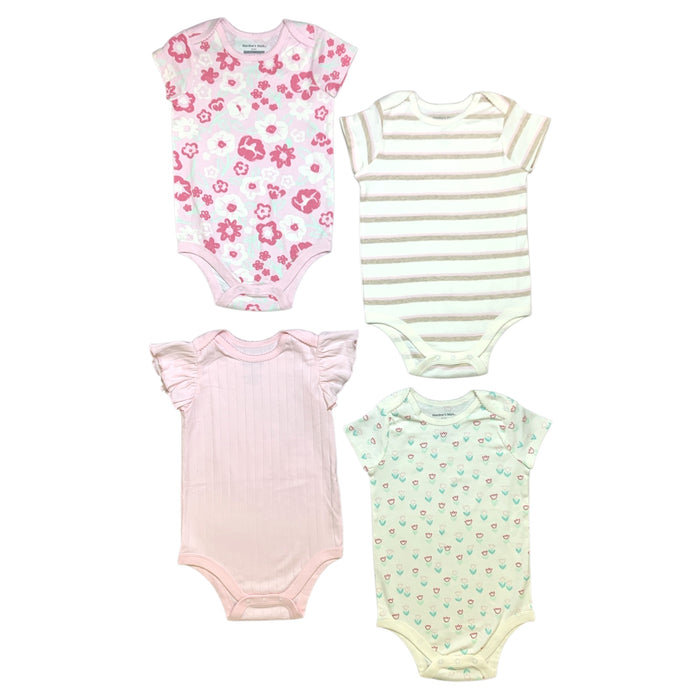 Member's Mark Baby's Organic Cotton Bodysuits, 4 Pack, Long Sleeve, Snap Closure