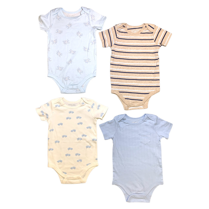 Member's Mark Baby's Organic Cotton Bodysuits, 4 Pack, Long Sleeve, Snap Closure