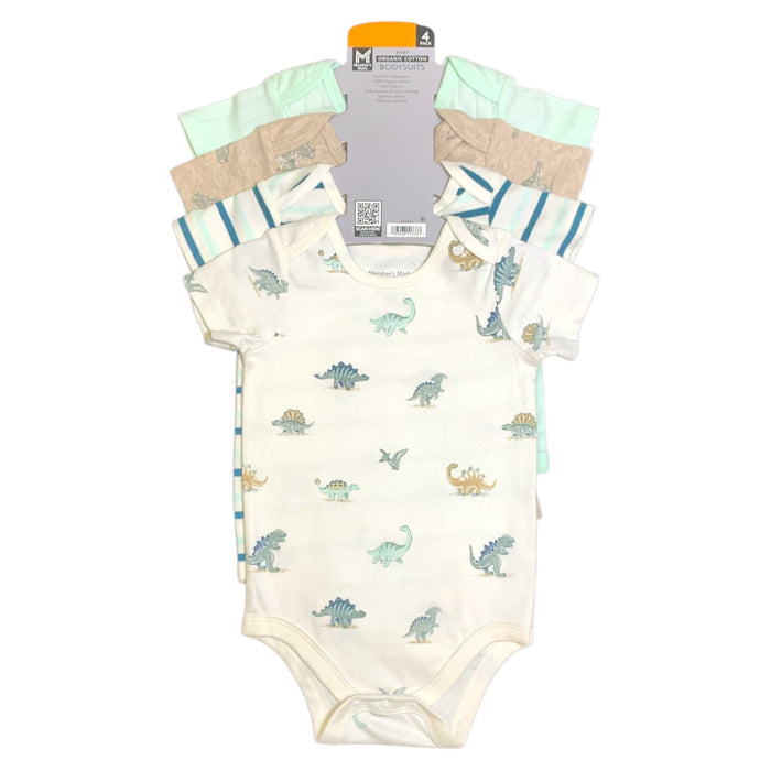 Member's Mark Baby's Organic Cotton Bodysuits, 4 Pack, Long Sleeve, Snap Closure