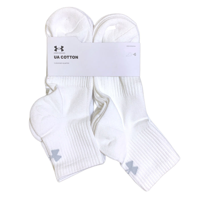 Under Armour UA Cotton Cushioned Quarter Sock, 6-Pack