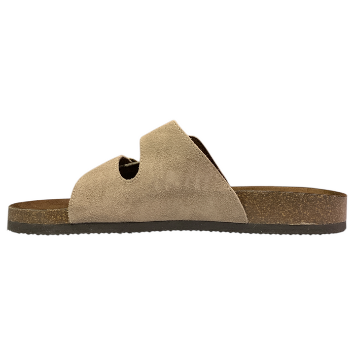 Mountain Sole Women's Easy Slide-On Double Buckle Leather Sandal