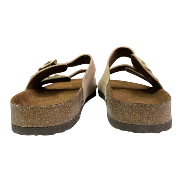 Mountain Sole Women's Easy Slide-On Double Buckle Leather Sandal