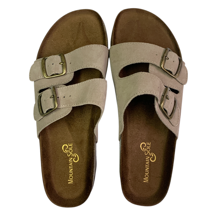 Mountain Sole Women's Easy Slide-On Double Buckle Leather Sandal