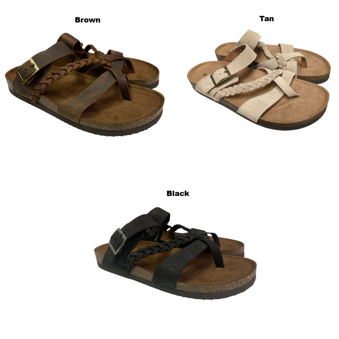 Mountain Sole Women's Slip-on Braided Leather Sandal with Molded Footbed
