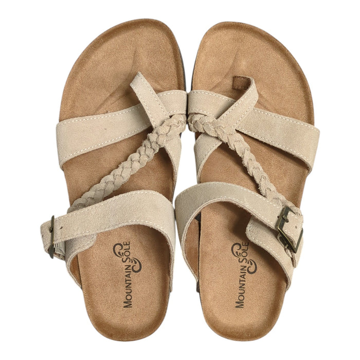 Mountain Sole Women's Slip-on Braided Leather Sandal with Molded Footbed