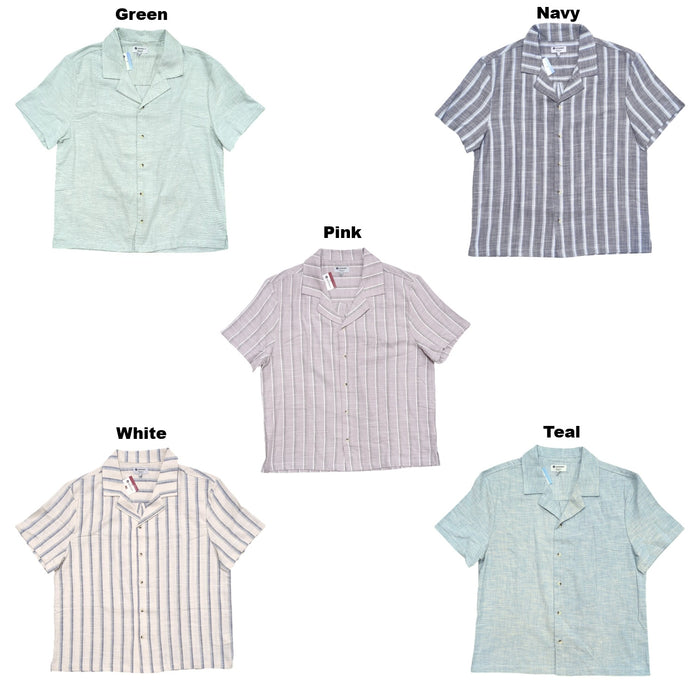 Sperry Men's Textured Stretch Cotton Short Sleeved Camp Collar Shirt