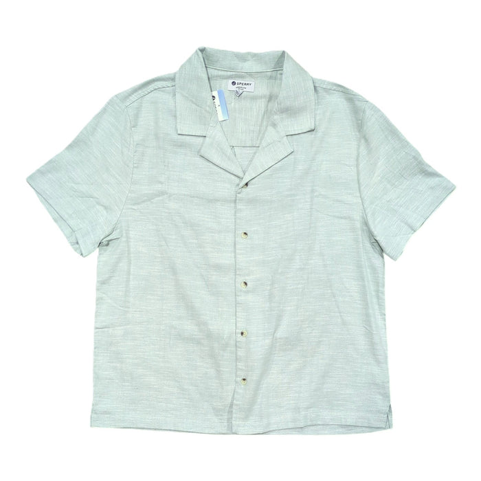 Sperry Men's Textured Stretch Cotton Short Sleeved Camp Collar Shirt