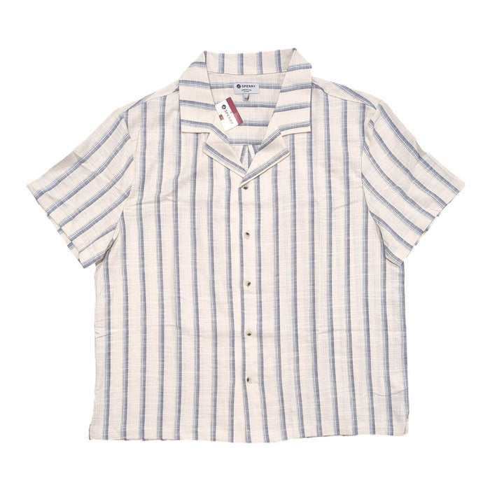 Sperry Men's Textured Stretch Cotton Short Sleeved Camp Collar Shirt