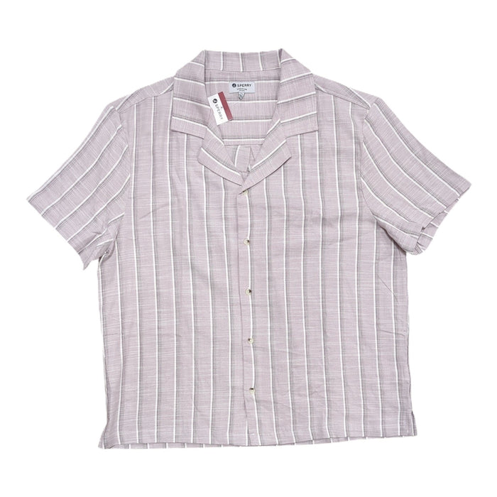 Sperry Men's Textured Stretch Cotton Short Sleeved Camp Collar Shirt