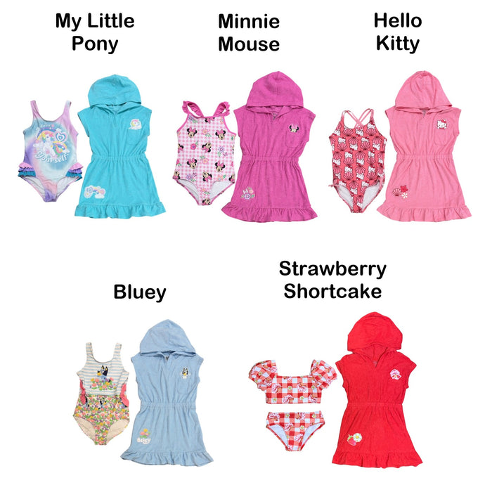 DreamWave Girls 2-Piece Hooded Cover Up and Swimsuit Set
