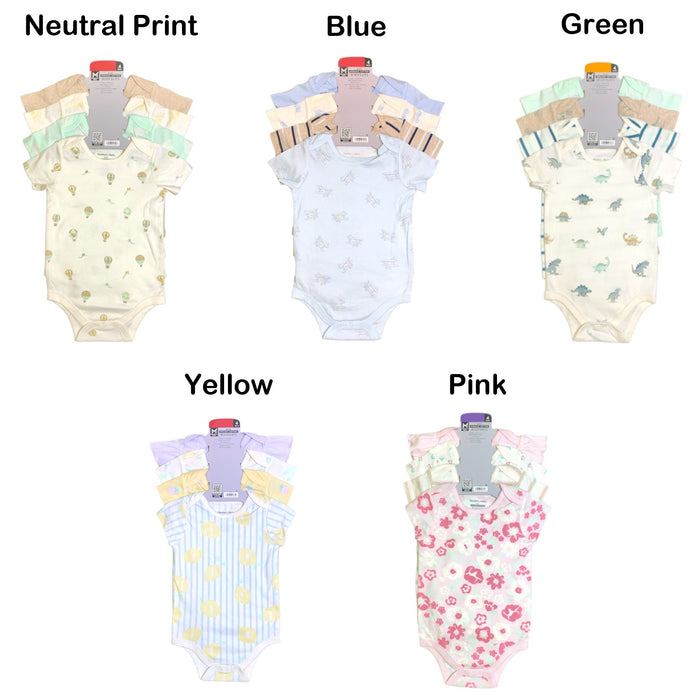 Member's Mark Baby's Organic Cotton Bodysuits, 4 Pack, Long Sleeve, Snap Closure