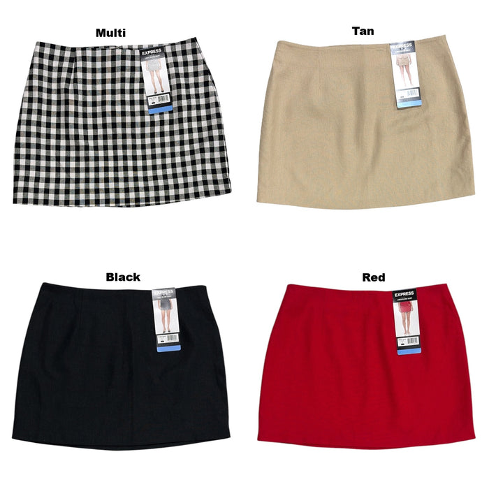 Express Women's High-Rise Lightweight Fitted Linen Blend Mini Skirt