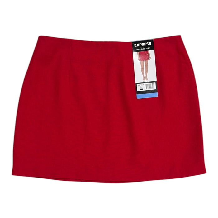 Express Women's High-Rise Lightweight Fitted Linen Blend Mini Skirt