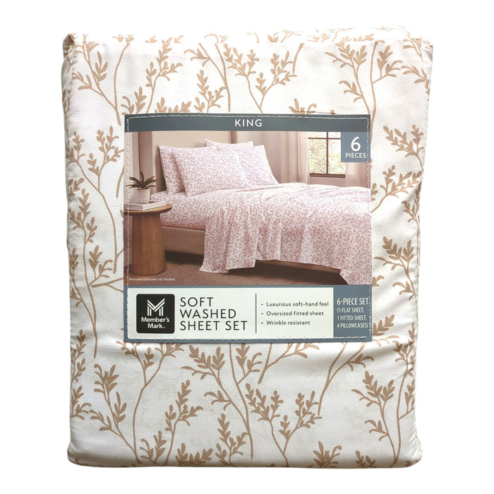 Member's Mark Soft Washed Recycled Microfiber 6-Piece Sheet Set, King