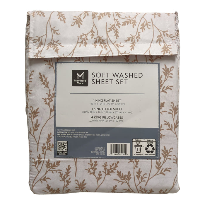 Member's Mark Soft Washed Recycled Microfiber 6-Piece Sheet Set, King