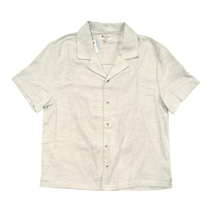 Sperry Men's Textured Stretch Cotton Short Sleeved Camp Collar Shirt