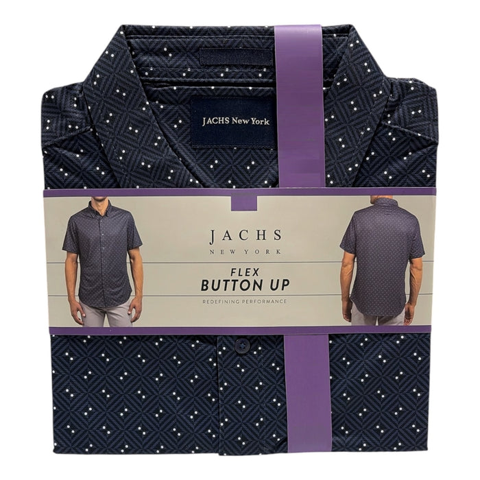 Jachs Men's Short Sleeve Lightweight 4-Way Stretch Flex Button-Up Shirt