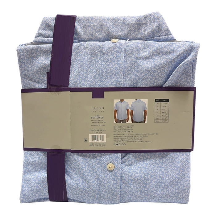Jachs Men's Short Sleeve Lightweight 4-Way Stretch Flex Button-Up Shirt