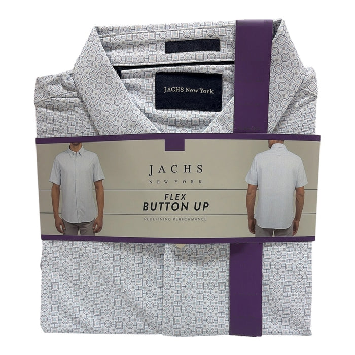 Jachs Men's Short Sleeve Lightweight 4-Way Stretch Flex Button-Up Shirt