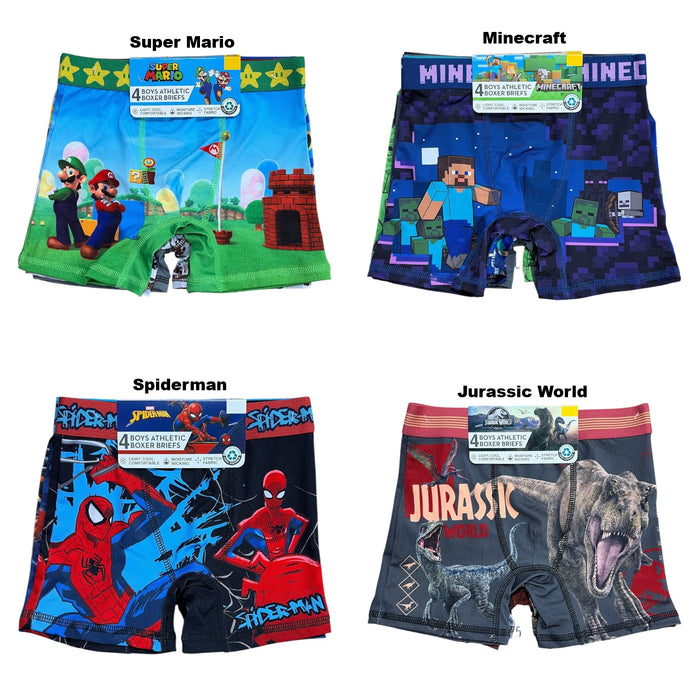 Handcraft Boy's Lightweight Breathable Character Stretch Fit Boxer Briefs, 4pk