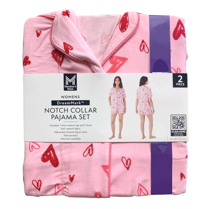 Member's Mark Women's 2-Piece Short Sleeve Notch Collar & Shorts Pajama Set
