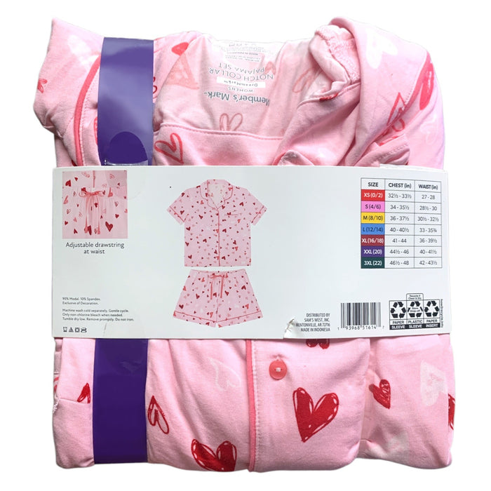 Member's Mark Women's 2-Piece Short Sleeve Notch Collar & Shorts Pajama Set