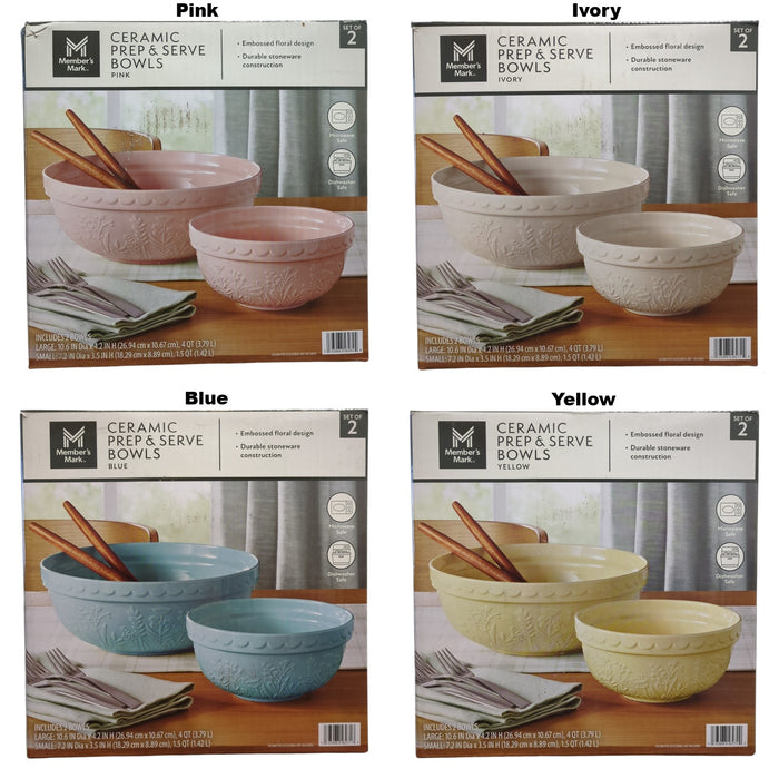 Member's Mark 2-Piece Floral Ceramic Prep and Serve Bowls