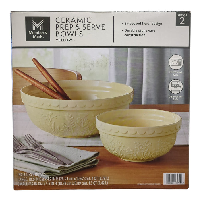 Member's Mark 2-Piece Floral Ceramic Prep and Serve Bowls
