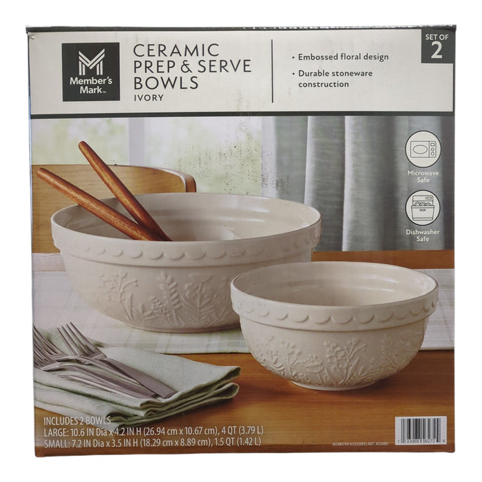 Member's Mark 2-Piece Floral Ceramic Prep and Serve Bowls