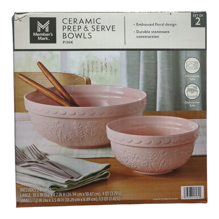 Member's Mark 2-Piece Floral Ceramic Prep and Serve Bowls
