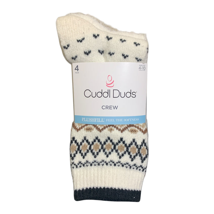Cuddl Duds Women's Plushfill Crew-Length Cozy Boot Sock 4-Pack, One Size (4-10)
