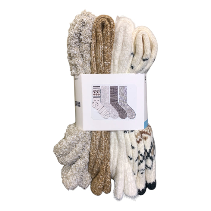 Cuddl Duds Women's Plushfill Crew-Length Cozy Boot Sock 4-Pack, One Size (4-10)