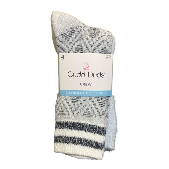 Cuddl Duds Women's Plushfill Crew-Length Cozy Boot Sock 4-Pack, One Size (4-10)